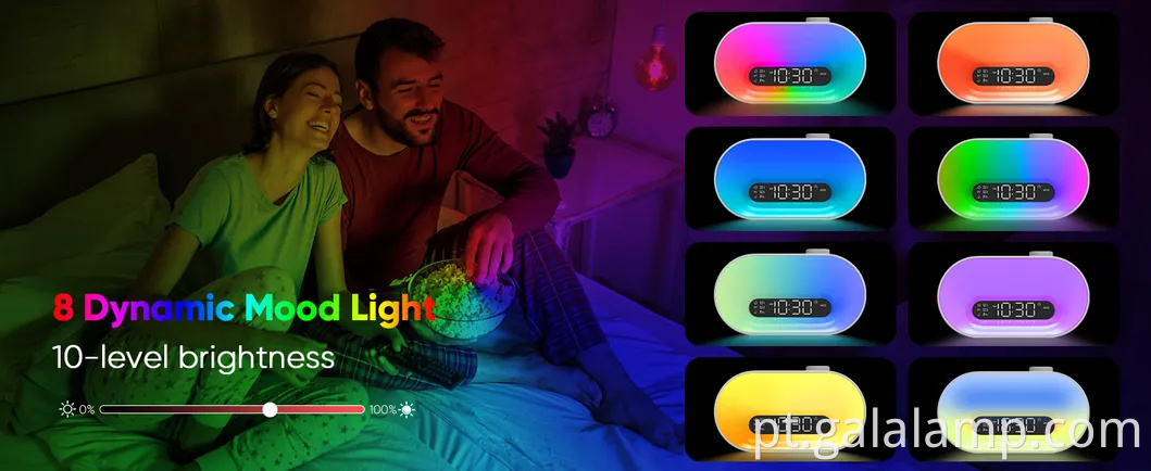 Monitor de sono de ruído branco Bluetooth com despertador RGB